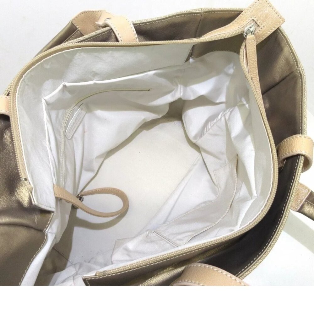 100% Authentic CHANEL Paris Biarritz Tote GM Gold Beige Coated Canvas Nylon - Picture 12 of 14